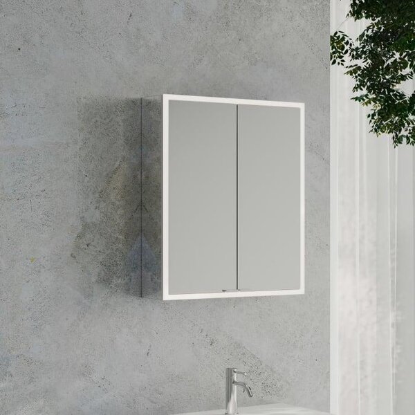 Specchio da bagno a cubo Kronenbach 2.0, da montare a parete, con 2 ante, 60 cm