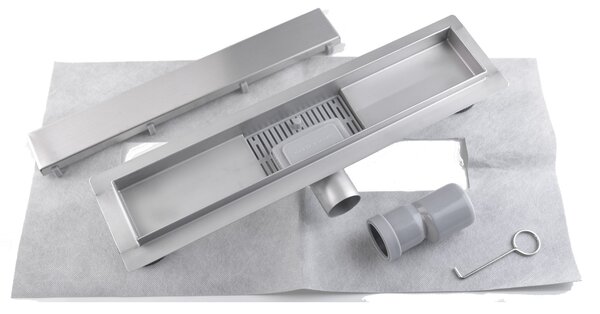 Canalina di Scarico 40x7 cm Piastrellabile in acciaio inox a Pavimento Bonussi