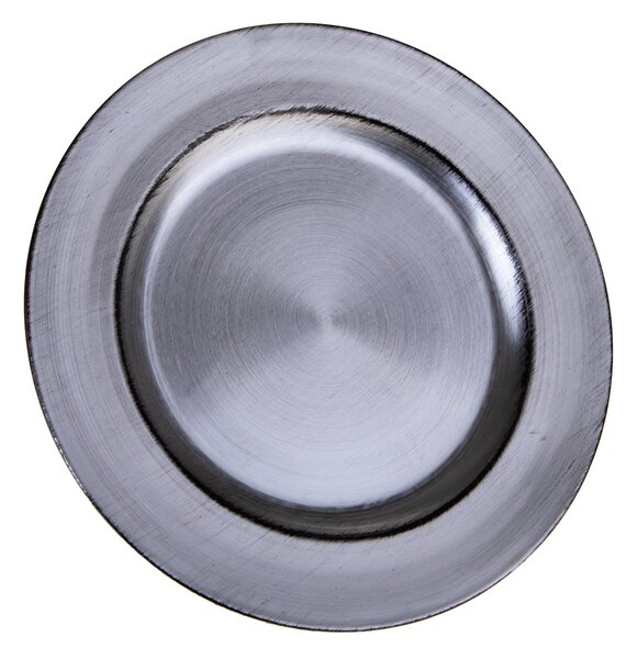 Set 12 Sotto Piatti Decorativi Ø28 cm Silver/Nero