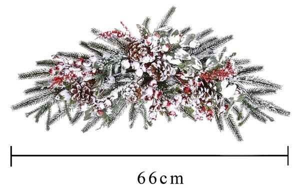 Sopra Porta con Bacche innevate Larghezza 66 cm Rosso