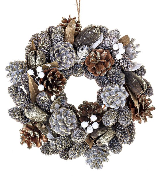 Set 2 Corone Natalizie con Dryfruits Ø24 cm Champagne