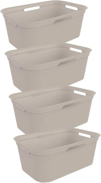Set di cesti per la biancheria - Cesti in lino - Per il lavaggio dei vestiti - Con fori di ventilazione - Capacità: 40 litri - Colore: beige