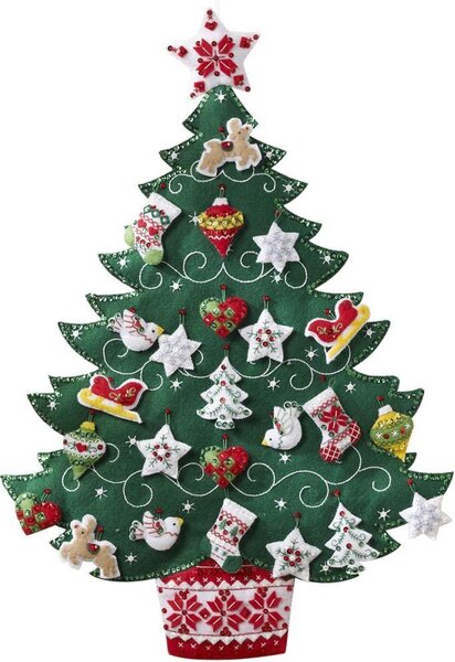 Bucilla Nordic Tree Calendario dell'Avvento Kit di applicazione in feltro per hobbisti creativi