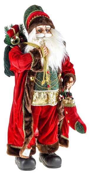Babbo Natale con Gliet Green H45 cm Rosso/Verde