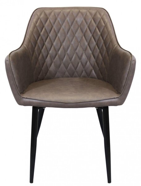 Sedia poltrona da interno con struttura in metallo e seduta larga imbottita rivestita in ecopelle Chair XL - Brown