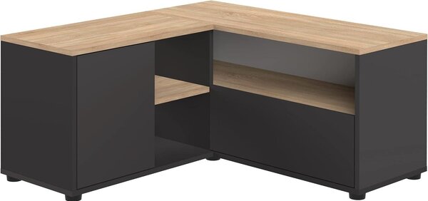 Mobile TV ad angolo - Mobile TV girevole per angolo multimediale - Per guardare la TV - Design ecologico, riciclabile - 90x90x45 cm - Rovere nero