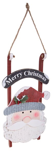 Slittino con Faccia di Babbo Natale H45 cm in Legno