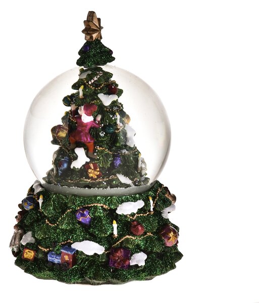 Carillon Albero di Natale con Sfera in Vetro H17 cm Verde in Resina