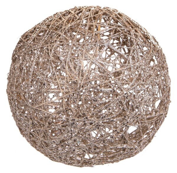 Set 2 Sfere Decorative di Natale in Rattan Willow con 15 Led Ø20 cm Champagne