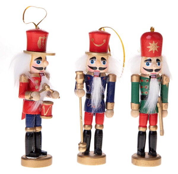 Set 3 Soldatini Schiaccianoci H12,5 cm in Legno