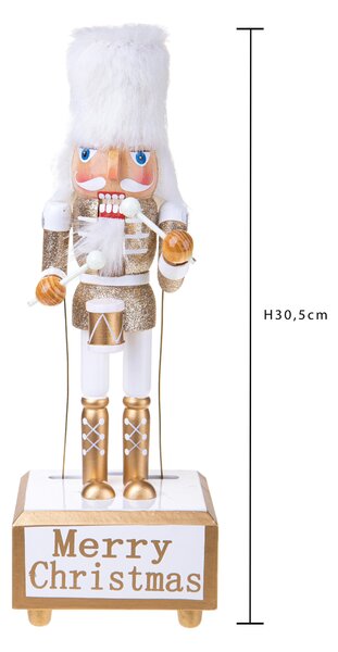 Carillon Schiaccianoci di Natale in Legno H30,5 cm Oro