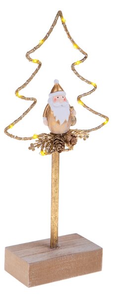 Set 2 Alberi di Natale con Led 26 cm in Metallo e Legno Oro