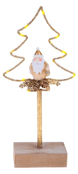 Set 2 Alberi di Natale con Led 26 cm in Metallo e Legno Oro