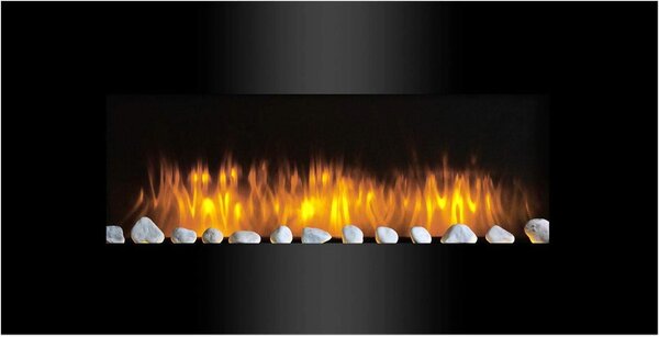 Camino elettrico a parete – Riscaldamento – Crea un'atmosfera accogliente – Immagine realistica delle fiamme – 1055 x 48 cm – Nero