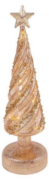 Set 2 Alberi Cono Decorativo con Led H30 cm in Vetro e PlasticaOro