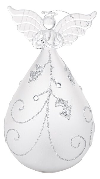 Set 2 Angeli Agrifoglio con Led H16,5 cm in Vetro Silver
