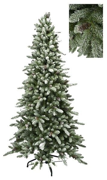 Albero di Natale Artificiale H213 cm Abete Slim con Neve 1113 Tips Verde
