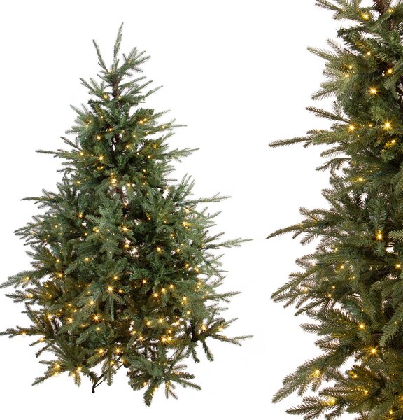 Albero di Natale Artificiale H200 cm Abete Gran Sasso 2703 Tips 400 Led Verde