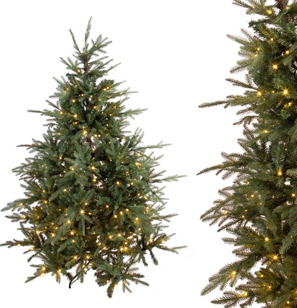 Albero di Natale Artificiale H200 cm Abete Gran Sasso 2703 Tips 400 Led Verde