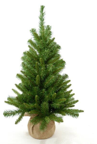 Set 2 Mini Albero di Natale Artificiale H65 cm Abete con Sacco 64 Tips Verde