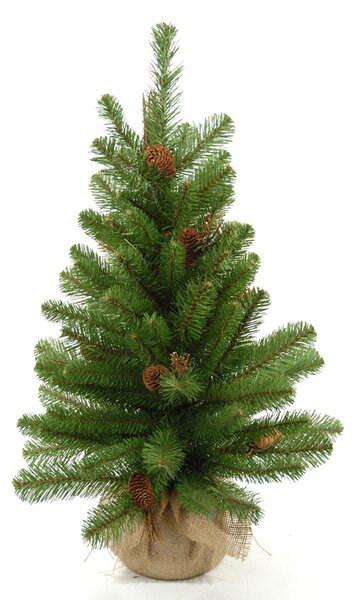 Mini Albero di Natale Artificiale H65 cm Abete con Pigne 65 Tips Verde