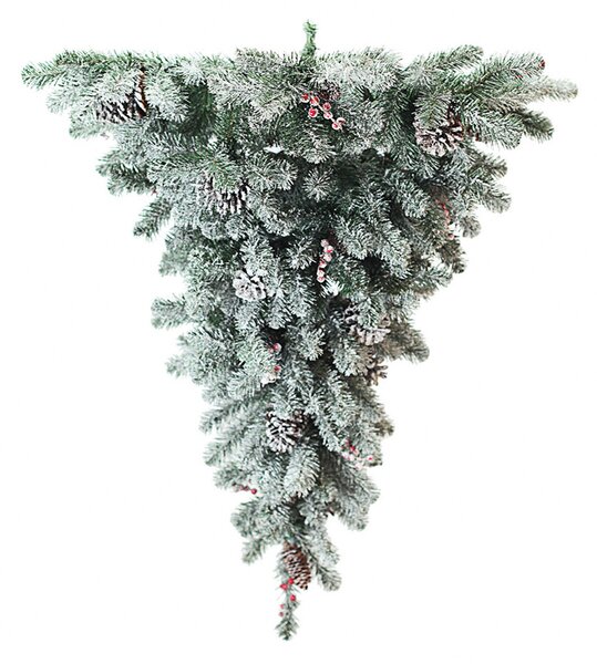 Albero di Natale Artificiale H107 cm Abete Rovesciato Innevato 382 Tips Verde