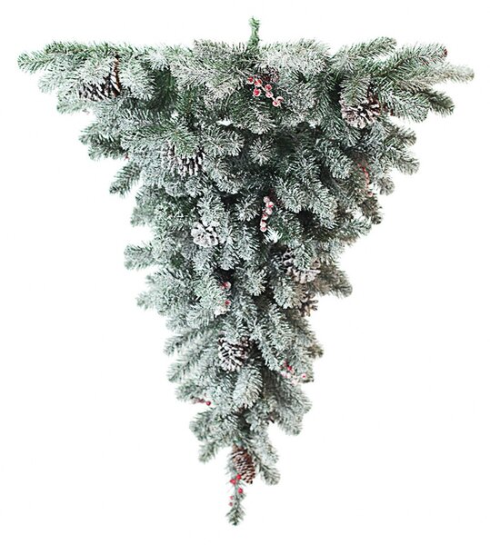Albero di Natale Artificiale H107 cm Abete Rovesciato Innevato 382 Tips Verde