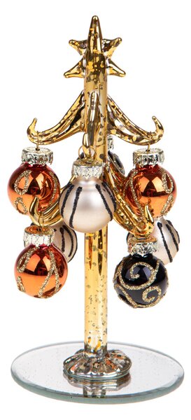Set 2 Albererlli di Natale 14 cm con Ornamenti in Vetro