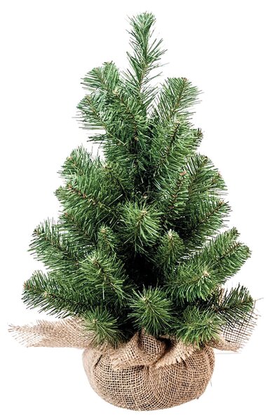 Set 2 Mini Albero di Natale Artificiale H48 cm Abete con Sacco 45 Tips Verde