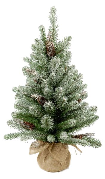 Mini Albero di Natale Artificiale H45 cm Abete innevato con Pigne 43 Tips Verde