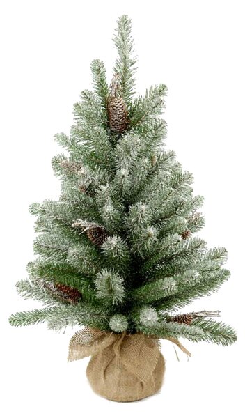 Mini Albero di Natale Artificiale H45 cm Abete innevato con Pigne 43 Tips Verde