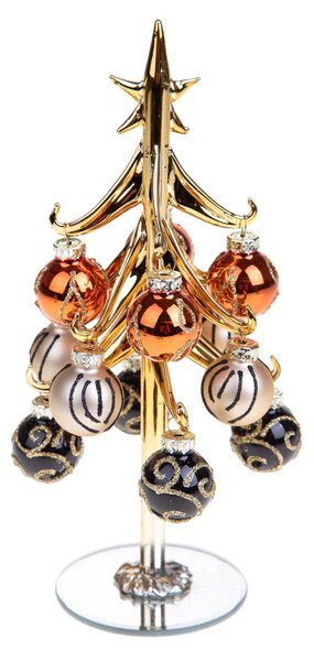Set 2 Albererlli di Natale 21 cm con Ornamenti in Vetro