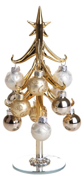 Set 2 Albererlli di Natale 21 cm con Ornamenti in Vetro