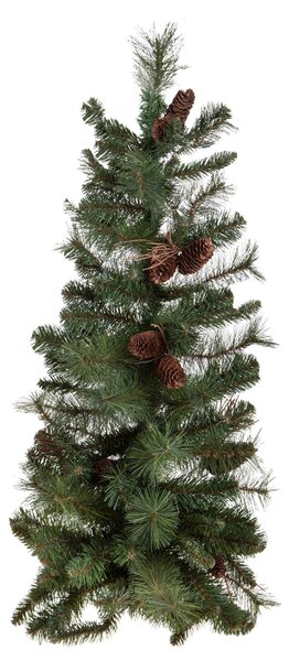 Mini Albero di Natale Artificiale Abete da Parete H90 cm con Pigne 78 Tips Verde