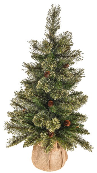 Mini Albero di Natale Artificiale Abete H90 cm Sacco con Glitter 110 Tips Verde