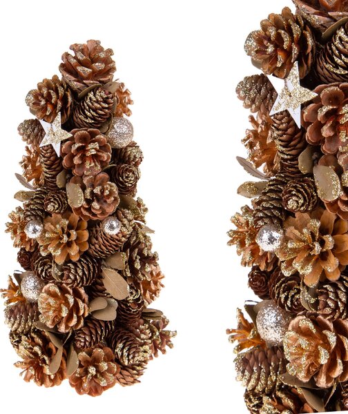 Set 2 Coni Decorativi 30 cm Natale con Stelle e Pigne