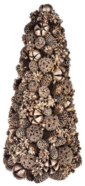 Set 2 Coni Decorativi con Pigne e Bacche Alteza 30 cm Oro