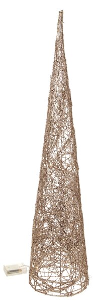 Cono Decorativo in Rattan con 35 Led H100 cm Champagne