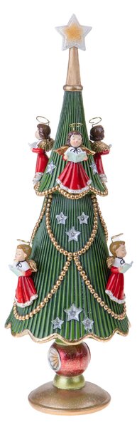 Albero Natale con Angeli e Led 60 cm Verde