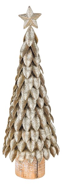 Abete in Metallo con Glitter H32 cm Oro
