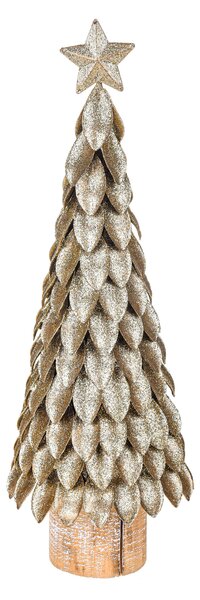 Abete in Metallo con Glitter H32 cm Oro