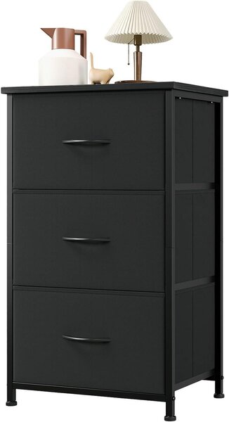 Mobiletto contenitore - Armadio contenitore - Comodino - Organizzazione degli spazi - Struttura in acciaio - 30x42x71,5 cm - Nero