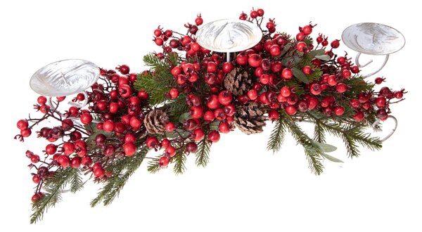Centrotavola Natalizio 73 cm per 3 Candele con Wild Rose