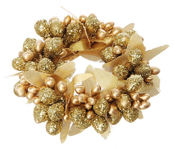 Set 12 Giro Candela con Bacche Ø7 cm Oro