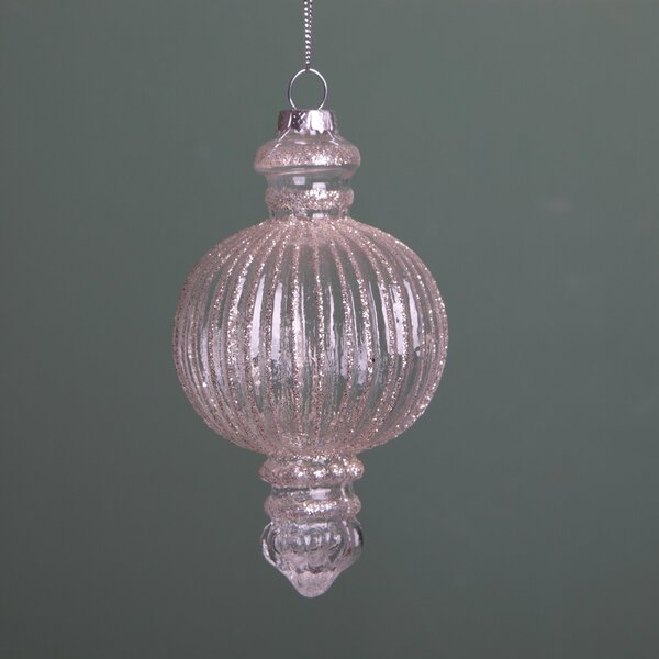 Set 4 Decoro con Glitter H13,3 cm Champagne
