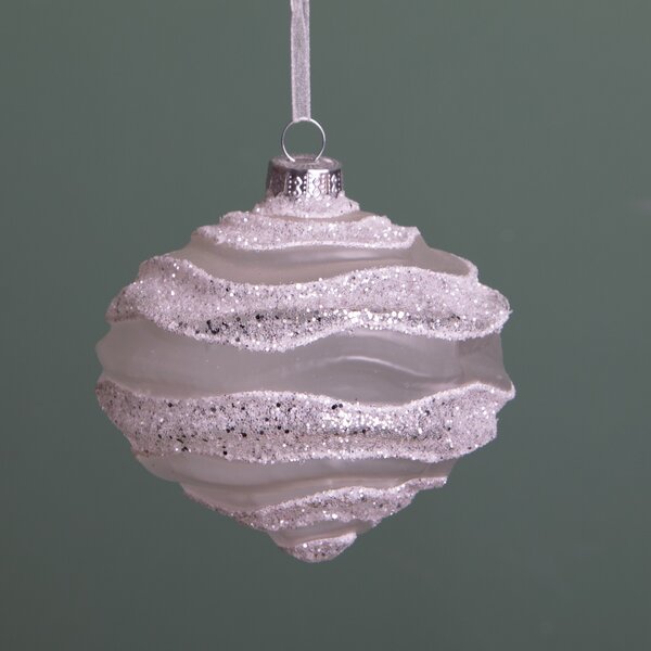 Set 4 Cipolla con Glitter Ø10 cm Bianco/Glitter