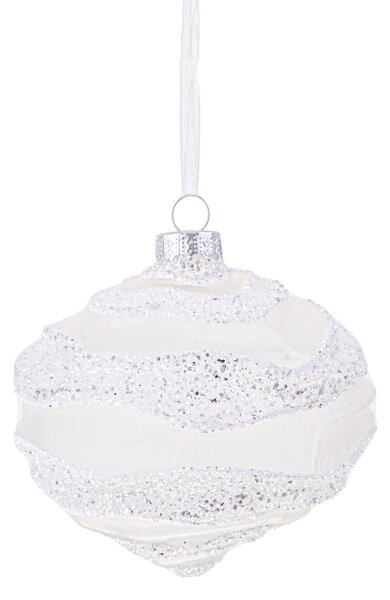 Set 4 Cipolla con Glitter Ø10 cm Bianco/Glitter