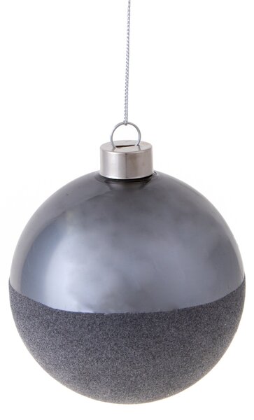 Set 4 Palline Decorative per Albero di Natale Velvet Ø10 cm Grigio