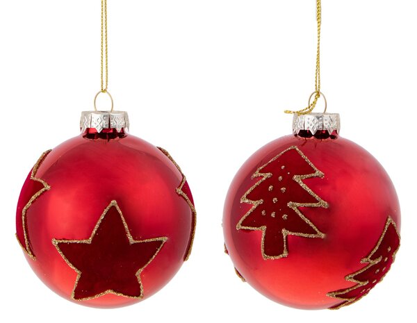 Set 6 Palline Decorative per Albero di Natale con disegno Ø8 cm