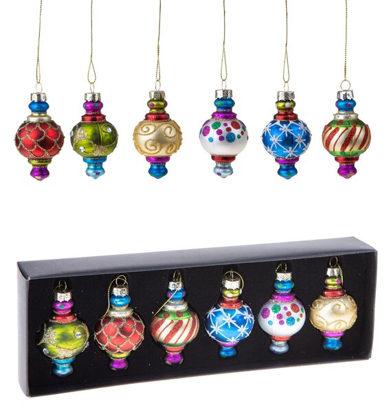 Set di 6 Ornamenti in confezione da Appendere 7 cm Multicolor